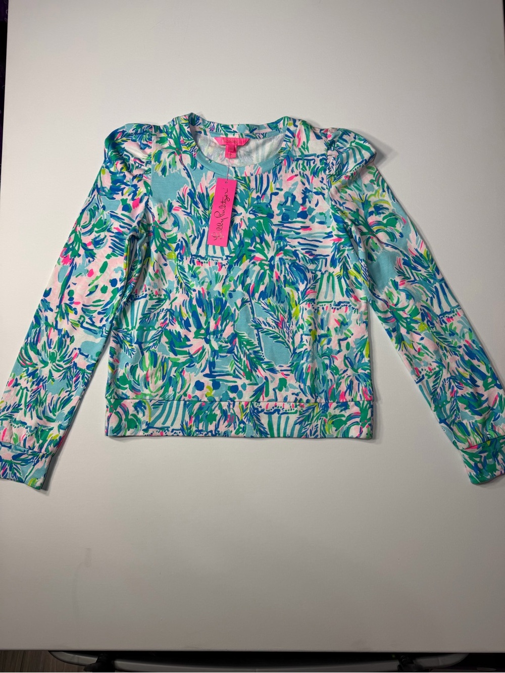 Lilly Pulitzer Aqua Floral Long-Sleeve Rashguard with Pink Tag size XS new W tag